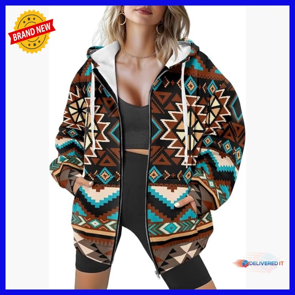 Oversized Full Zip Fleece Hoodie Sweatshirt Jacket Long Sleeve Fall Winter